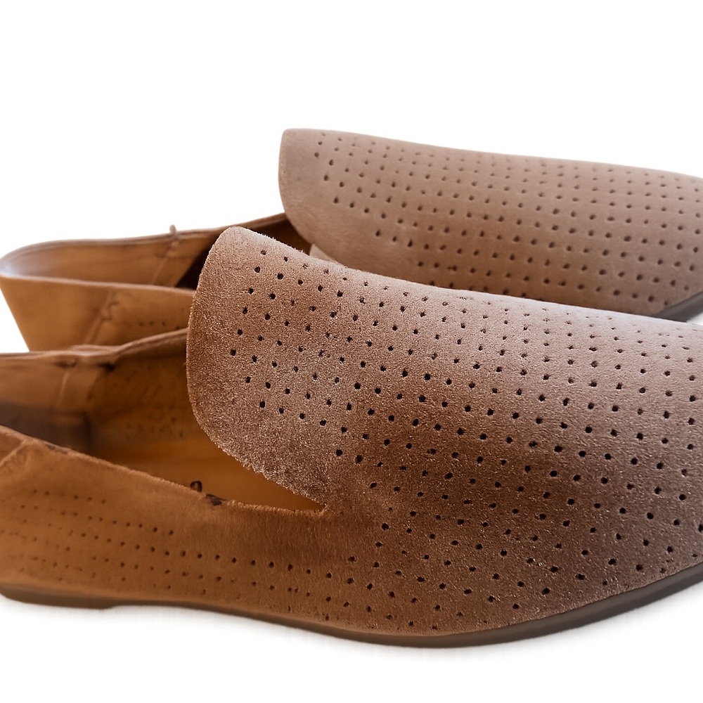Lucky Brand Brogan Loafer Flats Womens Tan Suede Perforated Pointed Toe Shoes 9M